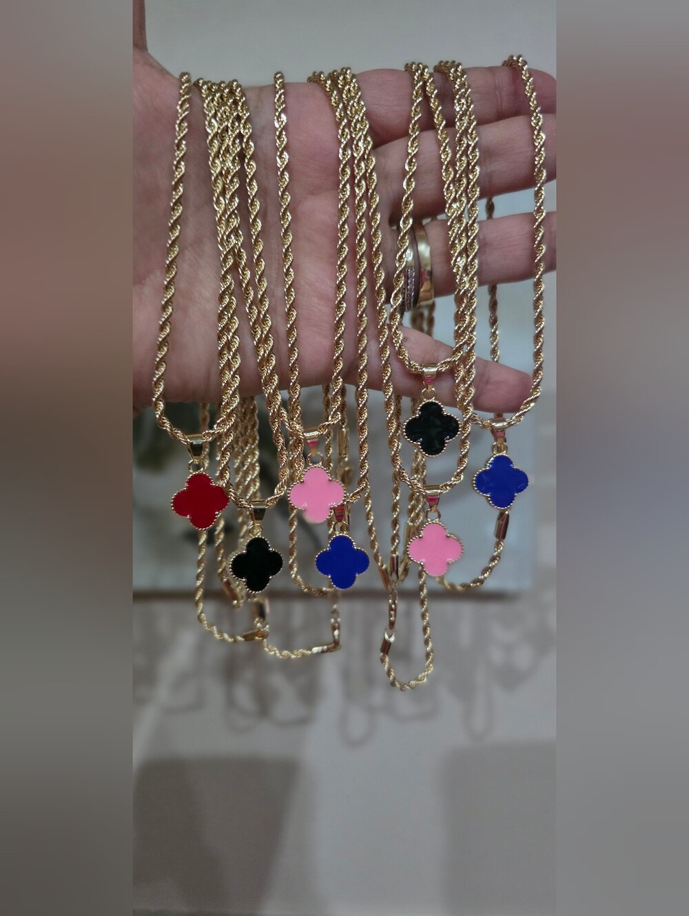 14KGold Plated Clover Rope Necklace